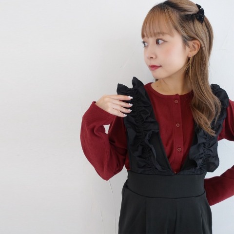 レディース　肩フリルオールインワン(miyu)