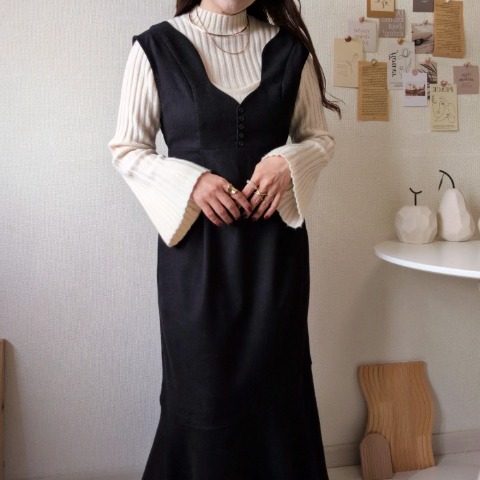 レディース　ウェーブデザインジャンパースカート（Daaco)