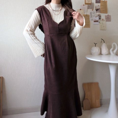 レディース　ウェーブデザインジャンパースカート（Daaco)