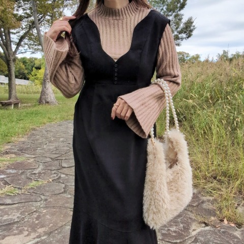 レディース　ウェーブデザインジャンパースカート（Daaco)