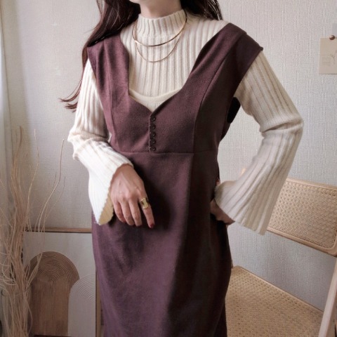 レディース　ウェーブデザインジャンパースカート（Daaco)