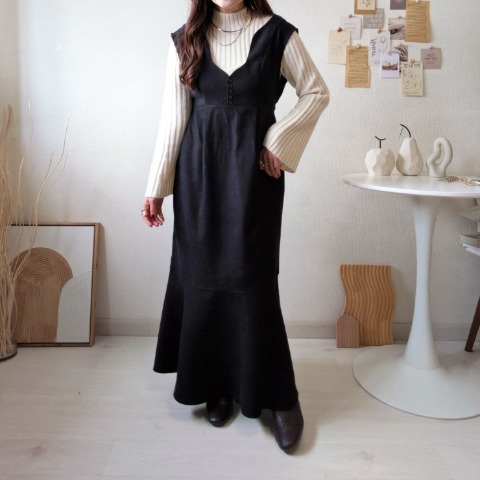 レディース　ウェーブデザインジャンパースカート（Daaco)