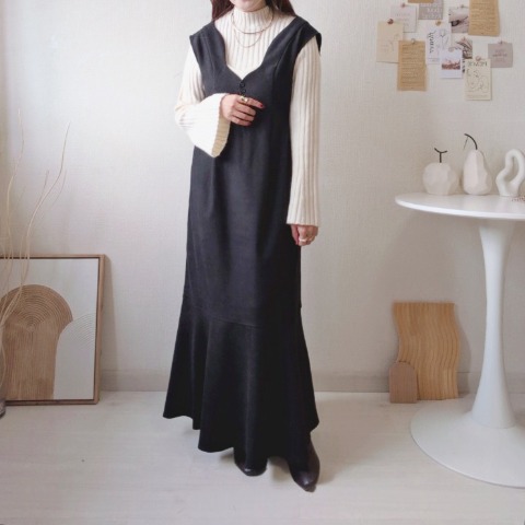 レディース　ウェーブデザインジャンパースカート（Daaco)