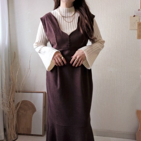 レディース　ウェーブデザインジャンパースカート（Daaco)