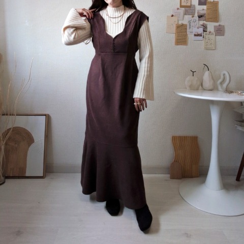 レディース　ウェーブデザインジャンパースカート（Daaco)