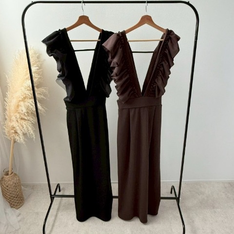 レディース　肩チュールフリルジャンパースカート（misato）