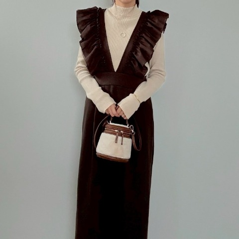 レディース　肩チュールフリルジャンパースカート（misato）