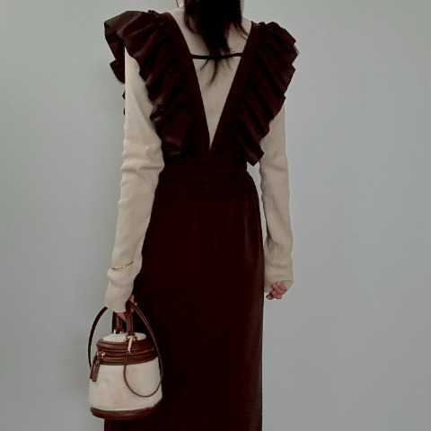 レディース　肩チュールフリルジャンパースカート（misato）