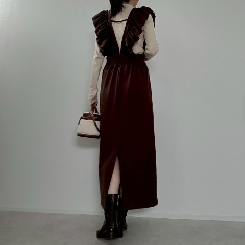 レディース　肩チュールフリルジャンパースカート（misato）