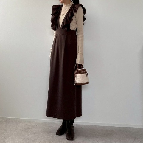 レディース　肩チュールフリルジャンパースカート（misato）