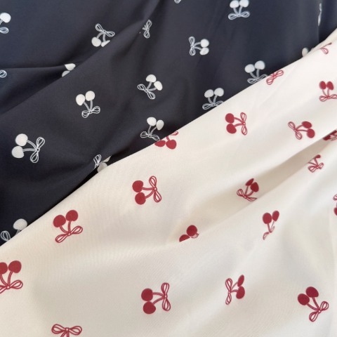 レディース　リボン×チェリープリントワンピース（maki）