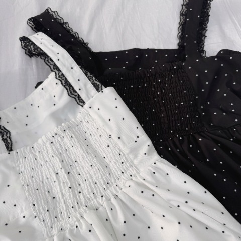 レディース　ドット柄ティアードジャンパースカート（maki）