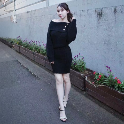 レディース　オフショルダーニットワンピース（ゆな）