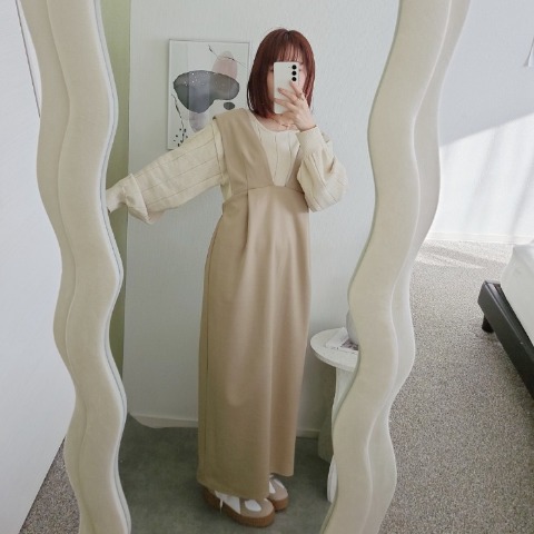 レディース　メルトンコクーンジャンパースカート（りんご）