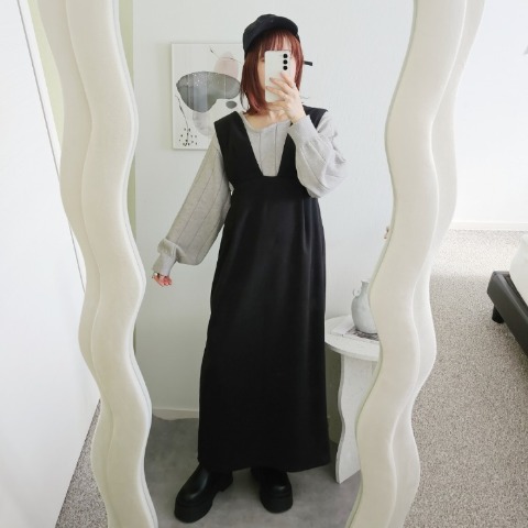 レディース　メルトンコクーンジャンパースカート（りんご）