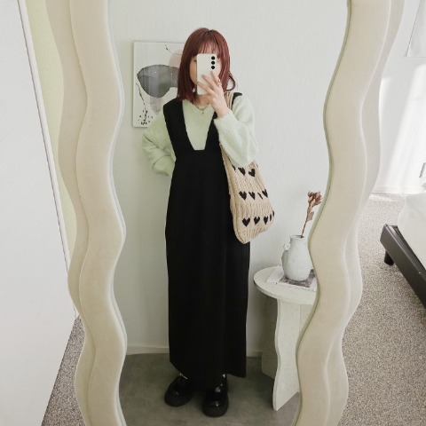 レディース　メルトンコクーンジャンパースカート（りんご）