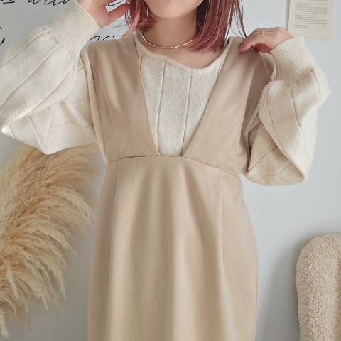 レディース　メルトンコクーンジャンパースカート（りんご）