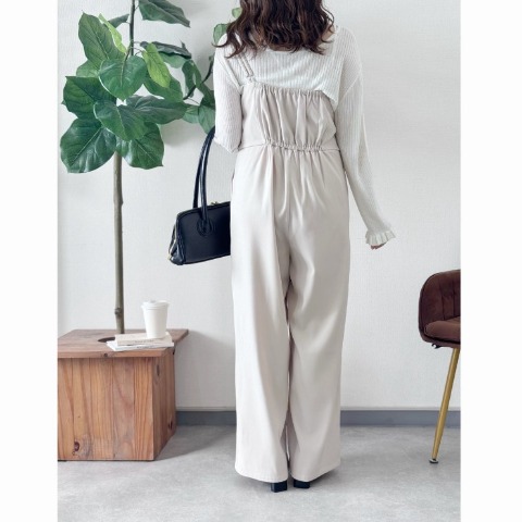 レディース　ワンショルウエストデザインオールインワン（TOMO）