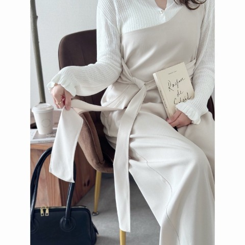 レディース　ワンショルウエストデザインオールインワン（TOMO）