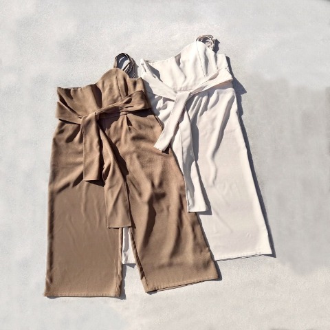 レディース　ワンショルウエストデザインオールインワン（TOMO）