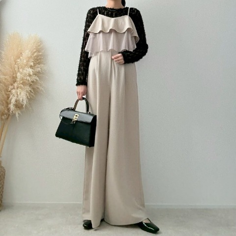 レディース　胸フリルオールインワン（misato）