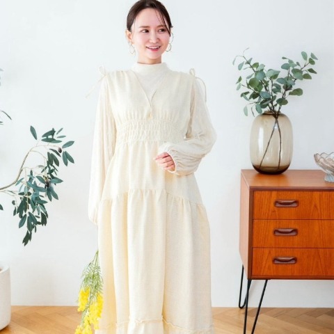 レディース　ラメツイードティアードジャンパースカート（serimash）