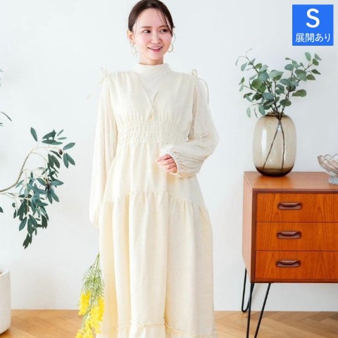 レディース　ラメツイードティアードジャンパースカート（serimash）