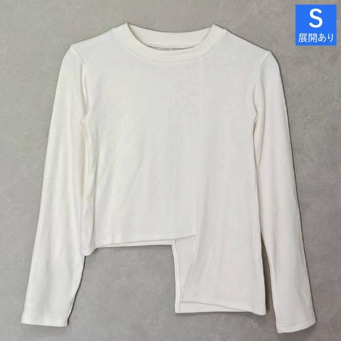 レディース　アシンメトリーリブプルオーバー（ちゃな）