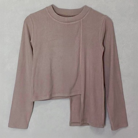 レディース　アシンメトリーリブプルオーバー（ちゃな）