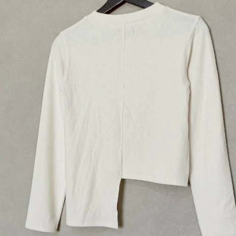 レディース　アシンメトリーリブプルオーバー（ちゃな）