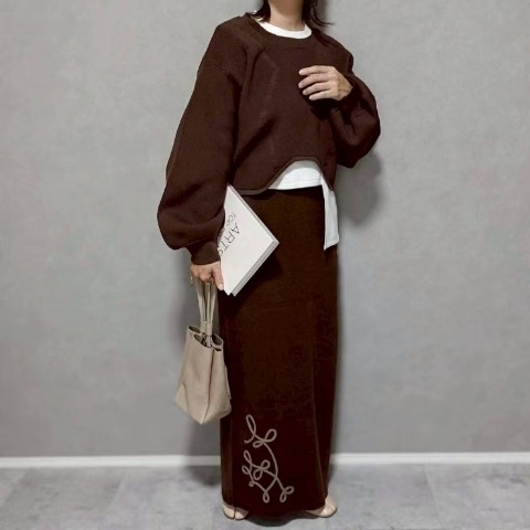 レディース　アシンメトリーリブプルオーバー（ちゃな）