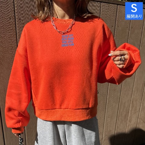 レディース　脇リブ切り替えロゴプルオーバー（MAYO）