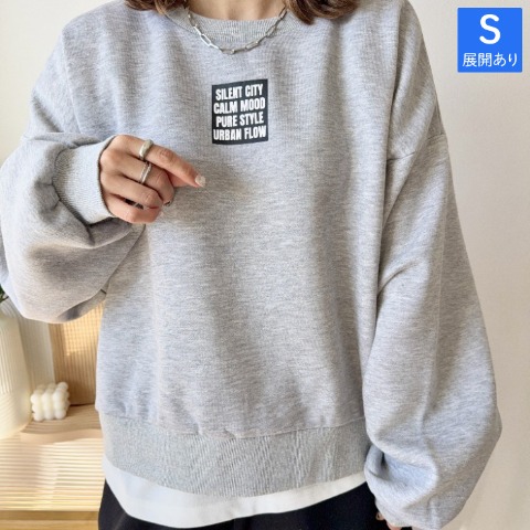 レディース　脇リブ切り替えロゴプルオーバー（MAYO）