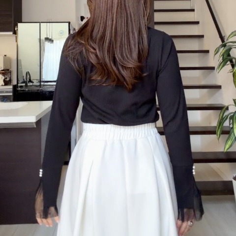 レディース　袖チュールプルオーバー(miyo)