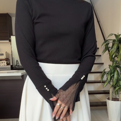 レディース　袖チュールプルオーバー(miyo)