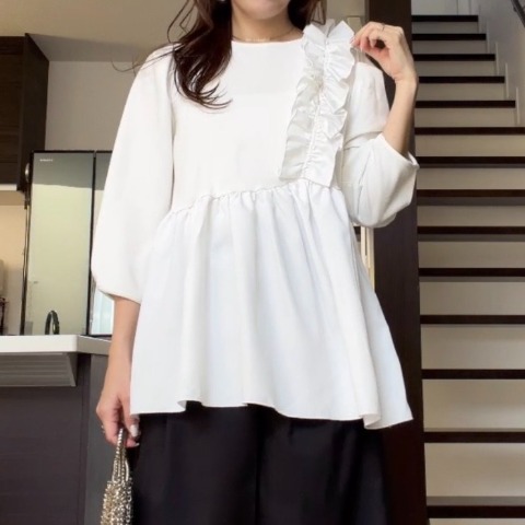 レディース　フリルペプラムプルオーバー(miyo)