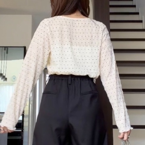 レディース　ドット柄シャーリングプルオーバー(miyo)