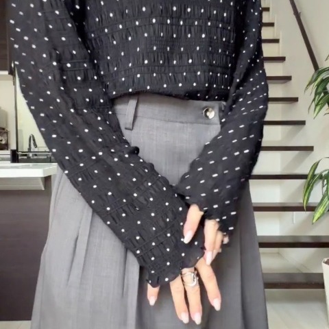 レディース　ドット柄シャーリングプルオーバー(miyo)