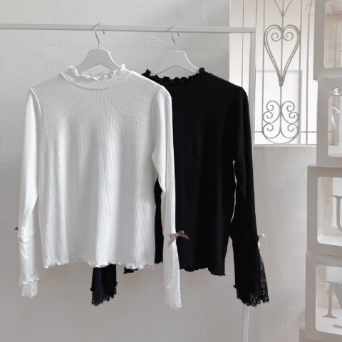 レディース　袖レースプルオーバー(maki)