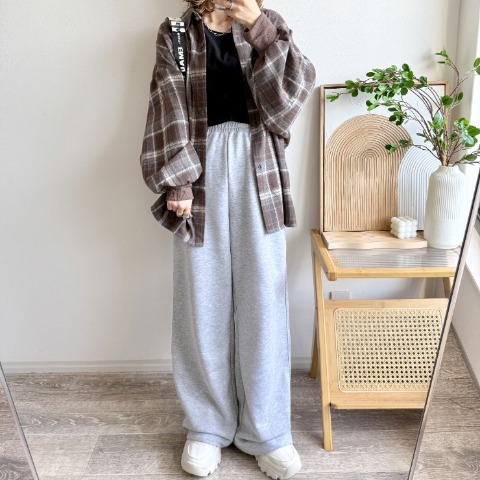 低身長さん向け　レディース　カーブスウェットパンツ（mayo）