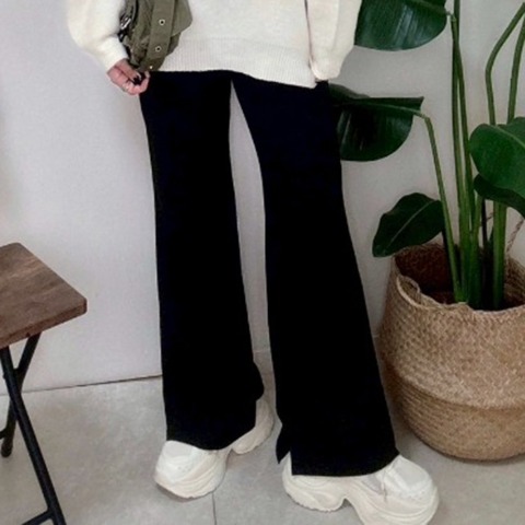 レディース　リブフレアレギンスパンツ（NON）