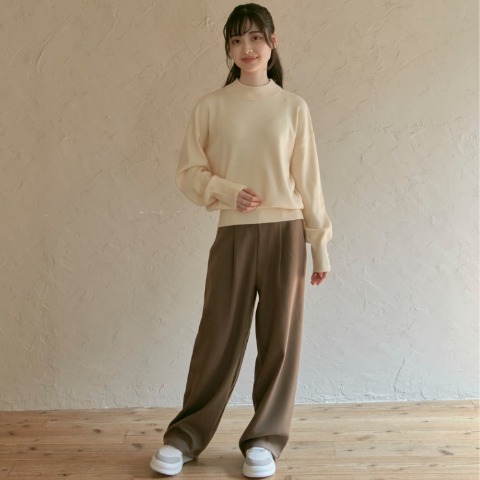 レディース　タックカーブパンツ(choco)