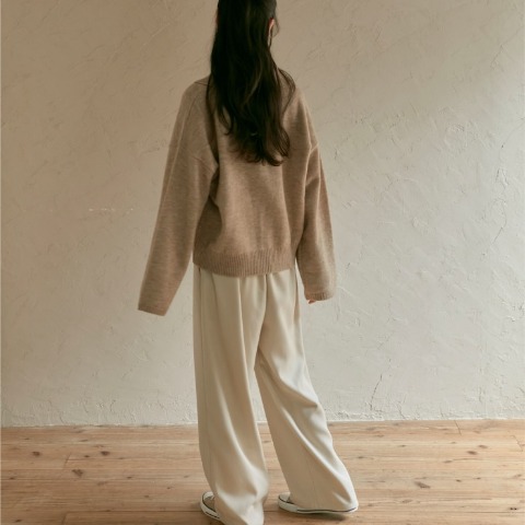 レディース　タックカーブパンツ(choco)