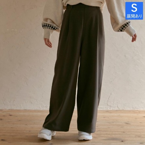 レディース　タックストレートパンツ(choco)