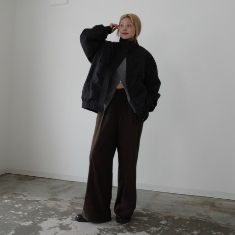 レディース　サテンストレートパンツ(hideka)