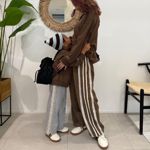 レディース　脇レースラインイージーパンツ（saori）