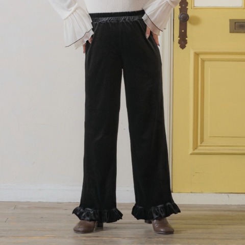 レディース　【低身長さん向け】ベロアフリルパンツ（yuki×Taiyou）