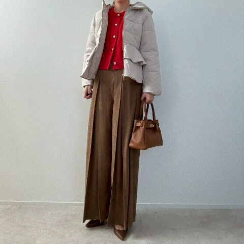 レディース　細コールテンタックワイドパンツ（misato）