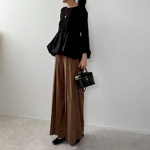 レディース　細コールテンタックワイドパンツ（misato）