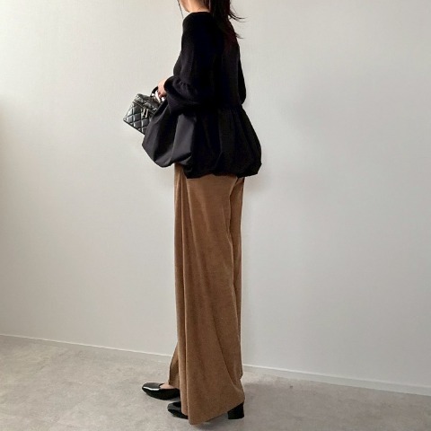 レディース　細コールテンタックワイドパンツ（misato）